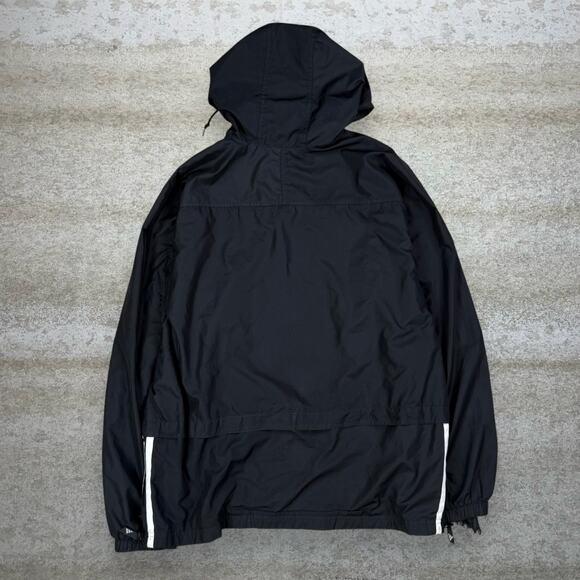 Vintage 90s Adidas Windbreaker Jacket Mens L Black White Stripes Polyester Zip - Picture 2 of 5